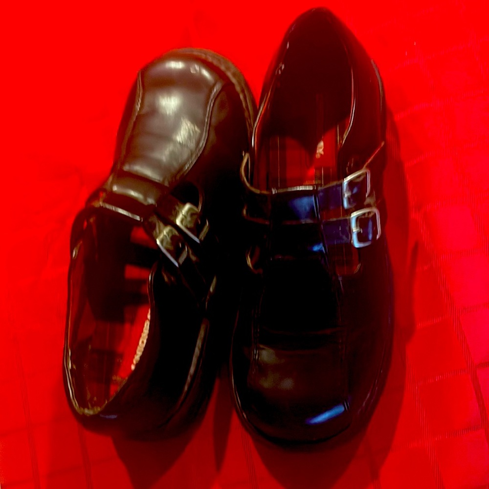 Union Bay dress shoes with buckles, shiny black